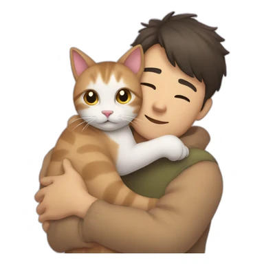 Cat hugging her owner sticker