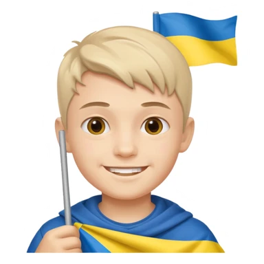 The Ukrainian boy with flag sticker