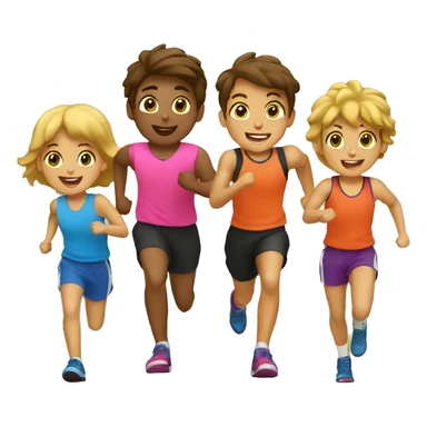grupo de niños haciendo deporte sticker