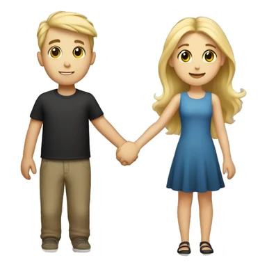 blonde boy and brunette girl holding hands sticker