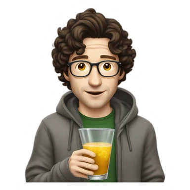 josh brener from silicon valley, realistic with hoodie sipping martini sticker