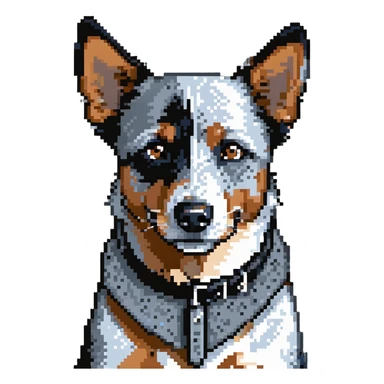 head shot of blue heeler cattle dog with distinctive blue-gray speckled coat sticker