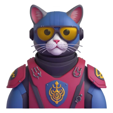 cat with sunglasses, Warhammer 40,000 style power armor sticker