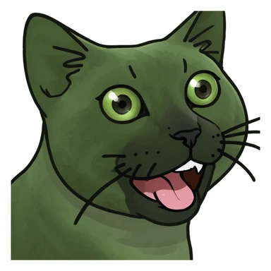 black cat with green eyes sticking its tongue out sticker