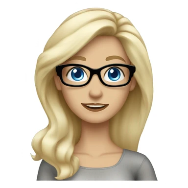 Hyper beautiful blonde Caucasian woman blue eyes and black glasses waving sticker