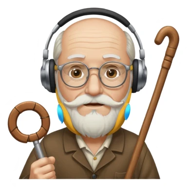 Anciano barba blanca larga bastón aufifono lentesb sticker