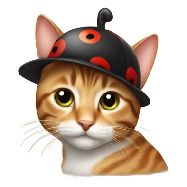 Cat wearing ladybug hat  sticker