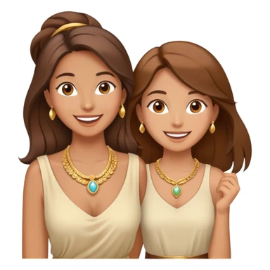 happy elegant beautiful girl flowy brown hair that is more valuable then corals and her sister excited to see to travel the world sticker