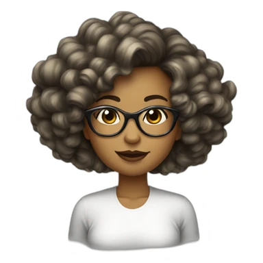 Fille peau blanche cheveux longs ondulés noirs et lunettes de vue sticker