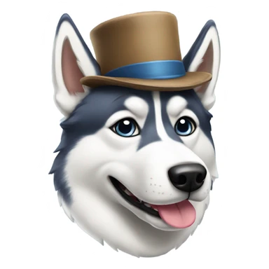 husky dog with hat sticker