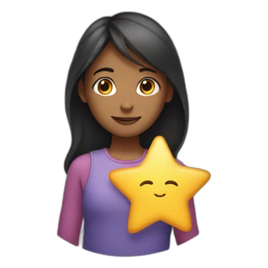 Girl holding a star sticker