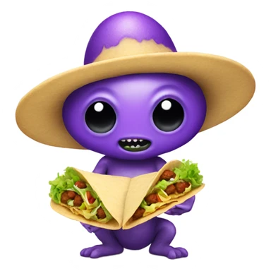 Purple alien with tacos  sticker