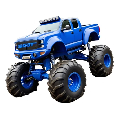 Bigfoot - Bigfoot 4x4 (Model Year: 2022) (Iconic colour: Blue) - An oversized, rugged monster truck with bold, aggressive lines painted in a striking blue. Focus on massive, rugged tires and a muscular chassis that exudes raw power and an urban legend feel. sticker
