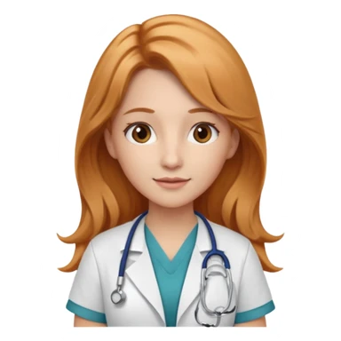 nurse with long strawberry blonde hair with brown eyes sticker
