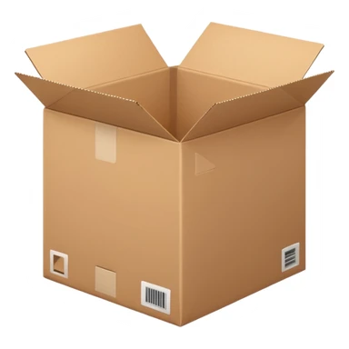 Generate a realistic emoji-style icon of the an open package which is empty and air is coming out of it. sticker