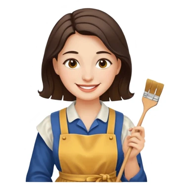 Hold. Women painting smilling tablier sticker