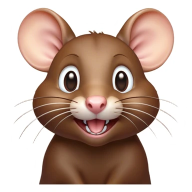 Cinematic Comical Brown Rat Portrait Emoji, Head tilted dramatically with an exaggeratedly amused expression, featuring a striking glossy brown coat with comically large whiskers and wide, expressive eyes filled with playful disbelief, Simplified yet hilariously expressive features, highly detailed, glowing with a slightly sassy glow, high shine, dramatic yet playful, stylized with an air of cheeky urban mischief, soft glowing outline, capturing the essence of a spirited and over-the-top rat that looks ready to scamper its way into internet fame instantly! sticker