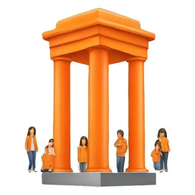 a orange pillar with people stack togther sticker