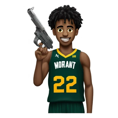 ja morant with  a toygun wearing a bucks jersey sticker