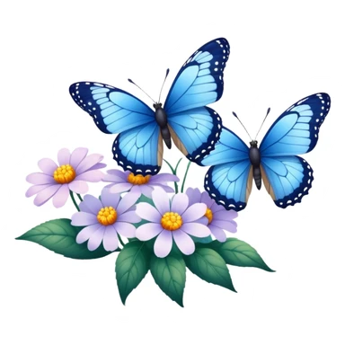 Butterfly on a flower with a second butterfly that’s blue  sticker