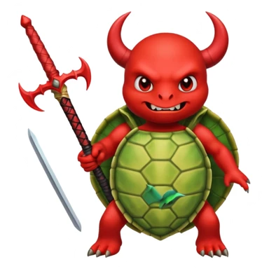 A devil in a turtle carapace add devil sword sticker