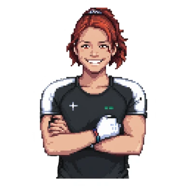 athlete with sore muscles but smiling sticker