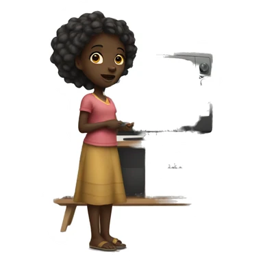  african girl watching television sticker