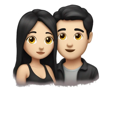 Chubby white skin and black hair heterosexual couple kissing sticker