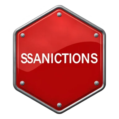 red, road sign, hexagonal, with the inscription sanctions sticker
