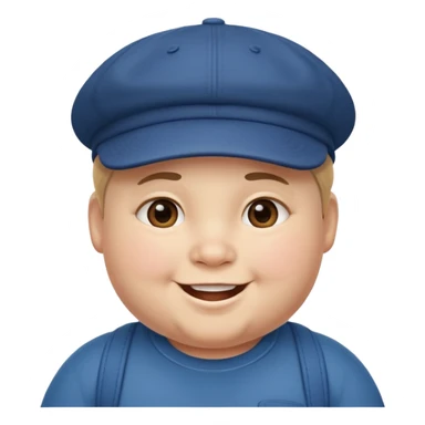 chubby boy wearing cap sticker