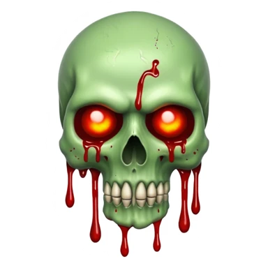 Green skull with blood and glowing eyes in the style of your bleeding skull art sticker