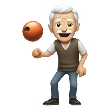 Old man bowling sticker