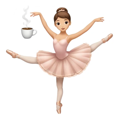 Coffee cup with steam wearing ballet slippers and performing an arabesque pose sticker