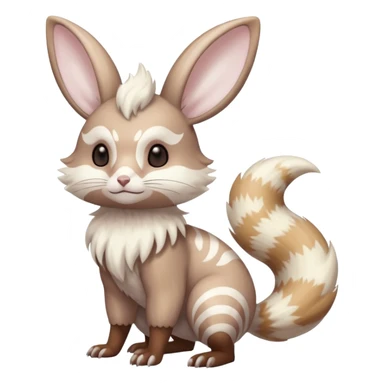 Shiny pastel silvery grey albino Lopunny-Furret-Cinccino-fusion (full body) with brown mask-marking-patterns  sticker