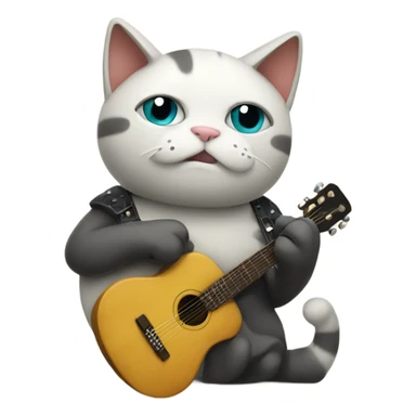 sad cat playing guitar sticker