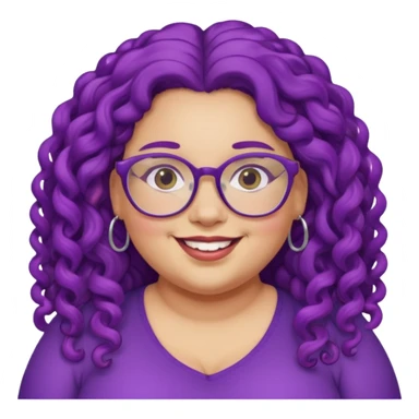  glassess and purple curly long haired fat girl earrings beautiful sticker