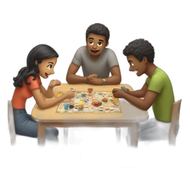 3 Friends playing board game sticker