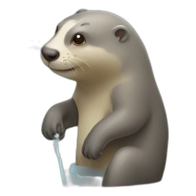Loutre sur un éléphant qui est au toilette sticker