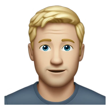 white man in his thirties very short blond hairs blue eyes sticker