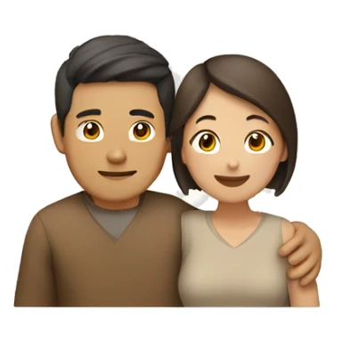 Asian Man brown hair hugging brown tan lady sticker