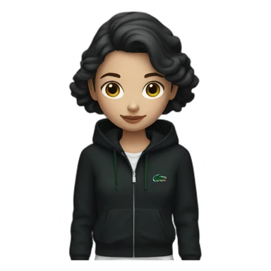 Lacoste bag girl with black lacoste hoodie sticker