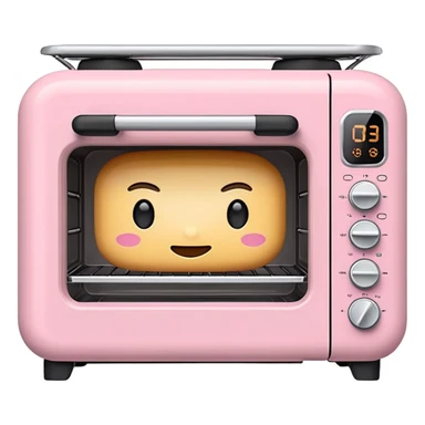 Cute emoji-style Ninja Combi countertop oven, pastel pink appliance, rounded edges, soft highlights, simple shadows, modern kitchen gadget aesthetic, realistic, centered, white background sticker
