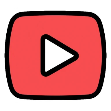 YouTube logo, play button inside rounded rectangle sticker