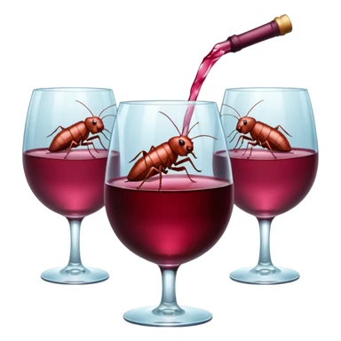 Pink cockroaches having a huge glass of wine sticker