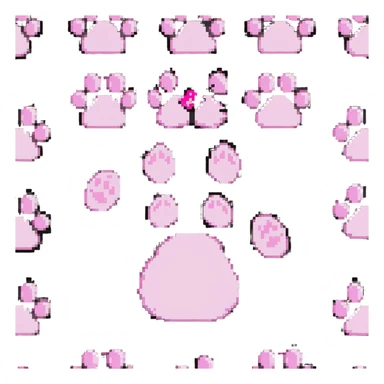 cat paw with pink paw pads, pixelated sticker