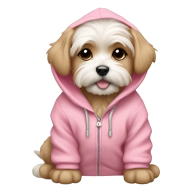 light brown maltese puppy wearing pink hoodie  sticker