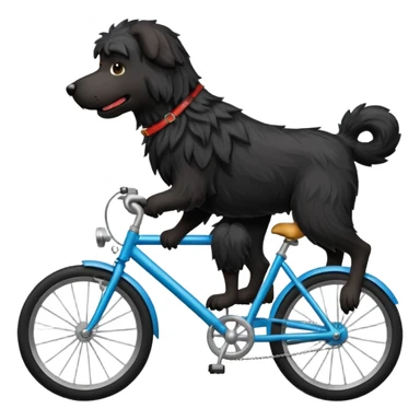 Black shaggy dog on a bike sticker