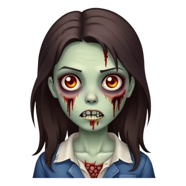 Zombie girl with long dark brown hair sticker