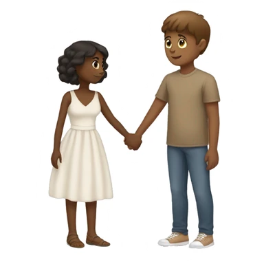 Brown girl holding hands with a white boy sticker