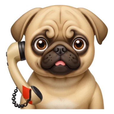 A pug on the phone sticker